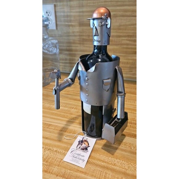 H&K Steel Sculpt￼ure Wine Bottle Holder-Carpenter-Handmade Ltd. Edition - Picture 2 of 11